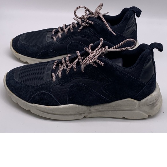 Moncler Jakub distressed mesh navy blue suede lace up sneakers sz 43 - Picture 1 of 9